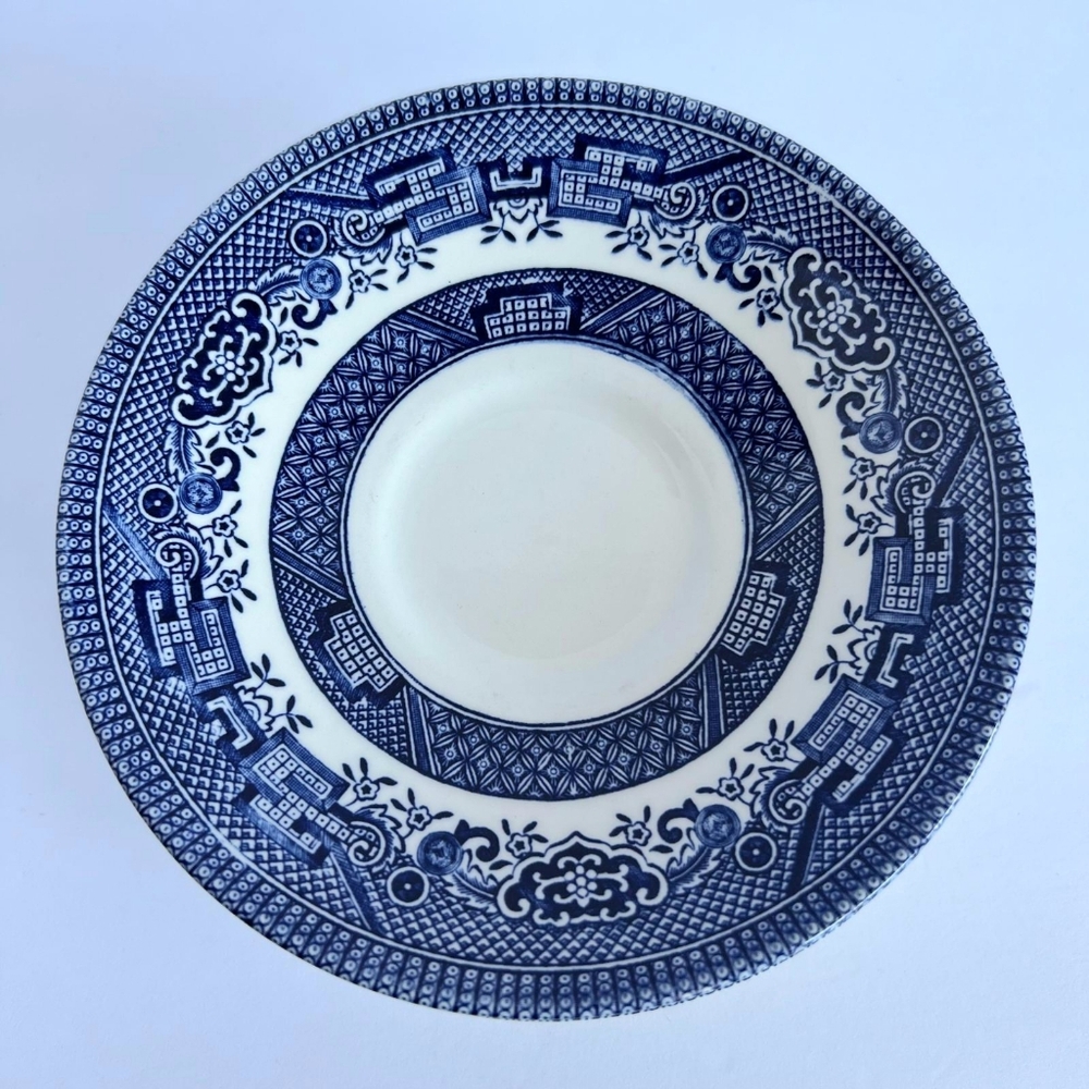 Set of 7 Churchill White&Blue Willow Made England Coffee Tea Saucer Plate